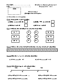 Đề kiểm tra định kì giữa học kì I môn Toán Lớp 2 - Năm học 2012-2013