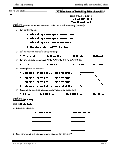 Đề kiểm tra định kì giữa học kì I Toán Lớp 4 - Năm học 2009-2010 - Trần Thị Phương