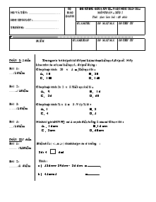 Đề kiểm tra định kì giữa học kì II môn Toán Lớp 2 (Kèm đáp án) - Năm học 2013-2014
