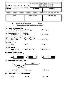 Đề kiểm tra định kì giữa học kì II Toán Lớp 2 - Đề số 2