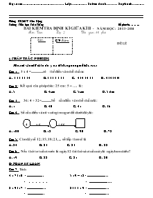 Đề kiểm tra định kì giữa học kì II Toán Lớp 2 - Năm học 2013-2014 - Trường Tiểu học Toàn Thắng