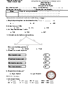 Đề kiểm tra định kì học kì II Toán Lớp 2 - Năm học 2011-2012 - Trường Tiểu học Khánh Thịnh