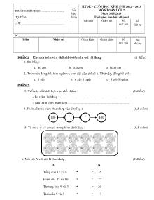 Đề kiểm tra định kì học kì II Toán, Tiếng việt Lớp 2 (Có đáp án) - Năm học 2012-2013