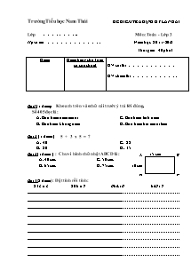 Đề kiểm tra định kì lần 2 Toán Lớp 3 - Năm học 2011-2012 - Trường Tiểu học Nam Thái