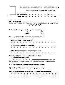 Đề kiểm tra định kì lần 3 môn Tiếng việt Lớp 2 - Năm học 2009-2010