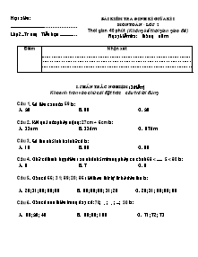Đề kiểm tra định kỳ giữa học kì I môn Toán Khối 2