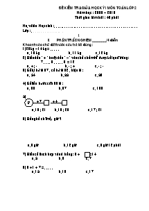 Đề kiểm tra giữa học kì I môn Toán Lớp 2 (Kèm đáp án) - Năm học 2009-2010