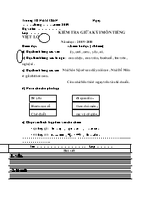 Đề kiểm tra giữa học kì I Tiếng việt Lớp 2 - Năm học 2009-2010 - Trường Tiểu học Nam Trân