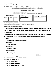 Đề kiểm tra giữa học kì I Tiếng việt Lớp 2 - Năm học 2009-2010 - Trường Tiểu học số 1 Quảng Sơn