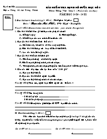 Đề kiểm tra giữa học kì I Tiếng việt Lớp 2 - Năm học 2010-2011 - Trường Tiểu học Trường Thành