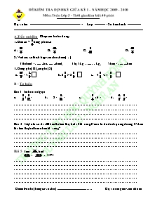 Đề kiểm tra giữa học kì I Toán cấp Tiểu học - Năm học 2009-2010 - Trường Tiểu học Quỳnh Hồng