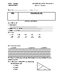 Đề kiểm tra giữa học kì I Toán Lớp 2 - Năm học 2007-2008 - Trường Tiểu học Thống Nhất