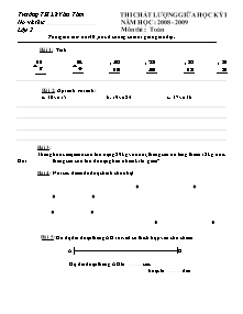 Đề kiểm tra giữa học kì I Toán Lớp 2 - Năm học 2008-2009 - Trường Tiểu học Lê Văn Tám