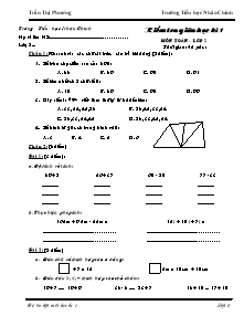 Đề kiểm tra giữa học kì I Toán Lớp 2 - Trần Thị Phương