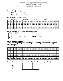 Đề kiểm tra giữa học kì I Toán, Tiếng việt Lớp 2 (Kèm đáp án) - Năm học 2013-2014