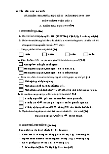 Đề kiểm tra giữa học kì II môn Tiếng việt Lớp 2 - Năm học 2008-2009 - Trường Tiểu học Bà Triệu