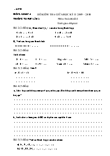 Đề kiểm tra giữa học kì II môn Toán Lớp 2 - Năm học 2009-2010 - Trường Tiểu học Phú Lâm 2