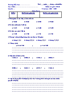 Đề kiểm tra giữa học kì II môn Toán Lớp 3 - Năm học 2008-2009