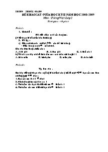 Đề kiểm tra giữa học kì II Tiếng việt Lớp 2 - Năm học 2008-2009 - Trường Tiểu học Đức Giang