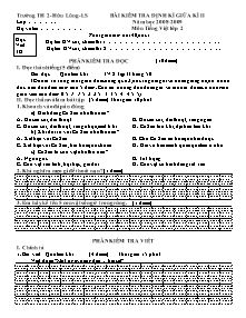 Đề kiểm tra giữa học kì II Tiếng việt Lớp 2 - Năm học 2008-2009 - Trường Tiểu học số 2 Hữu Lũng