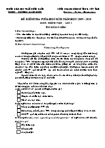 Đề kiểm tra giữa học kì II Tiếng việt Lớp 2 - Năm học 2009-2010 - Trường Tiểu học Bạch Đằng