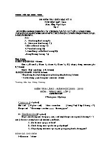 Đề kiểm tra giữa học kì II Tiếng việt Lớp 2 - Năm học 2009-2010 - Trường Tiểu học Hùng Vương