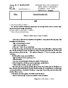 Đề kiểm tra giữa học kì II Tiếng việt, Toán Lớp 2 - Đề 3 - Năm học 2013-2014 - Trường Tiểu học C Thạnh Mỹ Tây