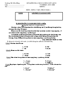 Đề kiểm tra giữa học kì II Tiếng việt, Toán Lớp 2 - Năm học 2013-2014 - Trường Tiểu học Dầu Tiếng