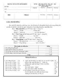 Đề kiểm tra giữa học kì II Tiếng việt, Toán Lớp 2 - Năm học 2011-2012 - Trường Tiểu học Nguyễn Bình Khiêm