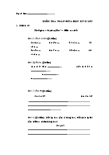 Đề kiểm tra giữa học kì II Toán Lớp 2 - Đề 1 - Năm học 2008-2009