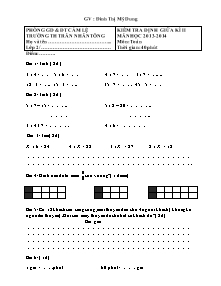 Đề kiểm tra giữa học kì II Toán Lớp 2 - Năm học 2013-2014 - Đinh Thị Mỹ Dung