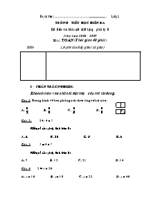 Đề kiểm tra giữa học kì II Toán, Tiếng việt Lớp 2 - Năm học 2008-2009 - Trường Tiểu học Hiền Đa
