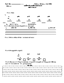 Đề kiểm tra giữa học kỳ I Toán Lớp 2 - Năm học 2008-2009