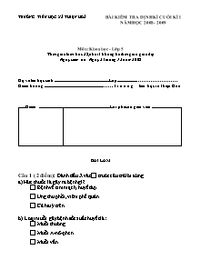 Đề kiểm tra học kì I Khoa học Lớp 5 - Năm học 2008-2009 - Trường Tiểu học Thiện Hòa