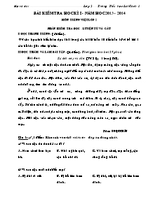 Đề kiểm tra học kì I Tiếng việt Lớp 2 - Năm học 2013-2014 - Trường Tiểu học Lai Cách 1