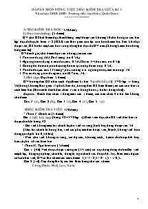Đề kiểm tra học kì I Tiếng việt, Toán Lớp 2 - Năm học 2008-2009 - Trường Tiểu học Trần Quốc Toản