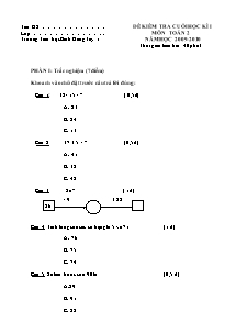 Đề kiểm tra học kì I Toán Lớp 2 - Năm học 2009-2010 - Trường Tiểu học Bình Hàng Tây 1