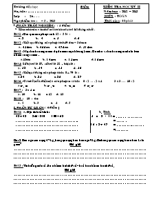 Đề kiểm tra học kì II môn Toán Khối 2 - Năm học 2012-2013