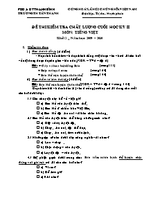 Đề kiểm tra học kì II Tiếng việt Lớp 2 - Năm học 2009-2010 - Trường Tiểu học Tân Thạnh