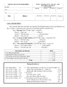 Đề kiểm tra học kì II Tiếng việt, Toán Lớp 2 - Năm học 2011-2012 - Trường Tiểu học Nguyễn Bỉnh Khiêm