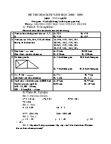 Đề kiểm tra học kì II Toán Lớp 2 - Năm học 2008-2009 - Trường Tiểu học Nguyễn Tất Thành