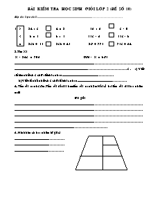 Đề kiểm tra học sinh giỏi Toán Lớp 2 - Đề số 10