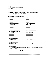 Đề kiểm tra lại lần 2 Toán Lớp 2 - Năm học 2008-2009 - Trường Tiểu học B Thọ Nghiệp
