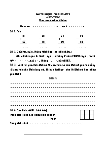 Đề kiểm tra thi chọn học sinh giỏi môn Toán Lớp 2