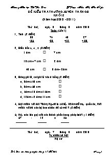 Đề kiểm tra thường xuyên tháng 9 Toán, Tiếng việt Lớp 2 - Năm học 2010-2011 - Trần Thị Thu Ngân