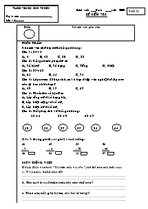 Đề kiểm tra tuần 12 Toán, Tiếng việt Lớp 2 - Năm học 2006-2007 - Trường Tiểu học Đoàn Thị Điểm