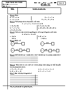 Đề kiểm tra tuần 19 Toán Lớp 2 - Năm học 2006-2007 - Trường Tiểu học Đoàn Thị Điểm