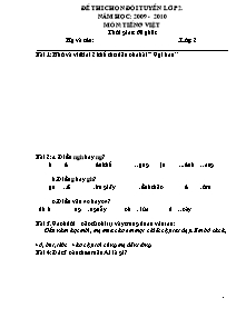 Đề thi chọn đổi tuyển Tiếng việt, Toán Lớp 2 - Năm học 2009-2010