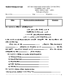 Đề thi chọn học sinh giỏi cấp trường Tiếng việt Lớp 2 - Năm học 2012-2013 - Trường Tiểu học Dân Hòa