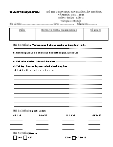 Đề thi chọn học sinh giỏi cấp trường Toán Lớp 2 - Năm học 2012-2013 - Trường Tiểu học Dân Hòa